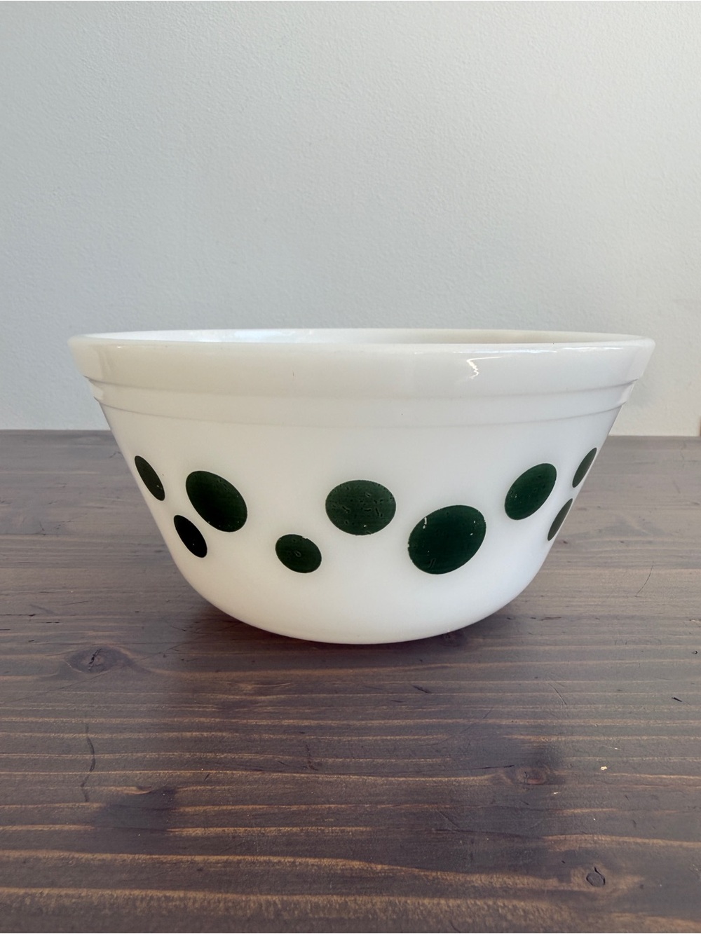 Vintage  Federal Glass Company milk glass  polka dot nesting bowl